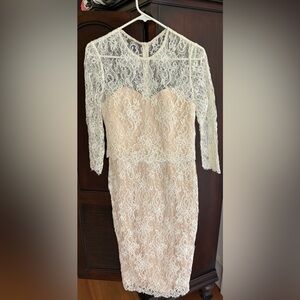 St. John Lace Sheath Dress with Sweetheart Neckline